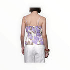 Greylin Iris Tie Front Elastic Waist Tank - Cream/Lilac