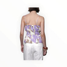 Greylin Iris Tie Front Elastic Waist Tank - Cream/Lilac
