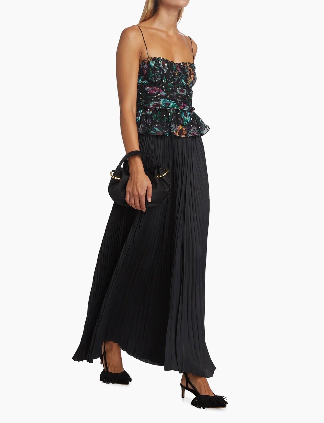 Ulla Johnson Amabel Silk Floral Top - Black Iris