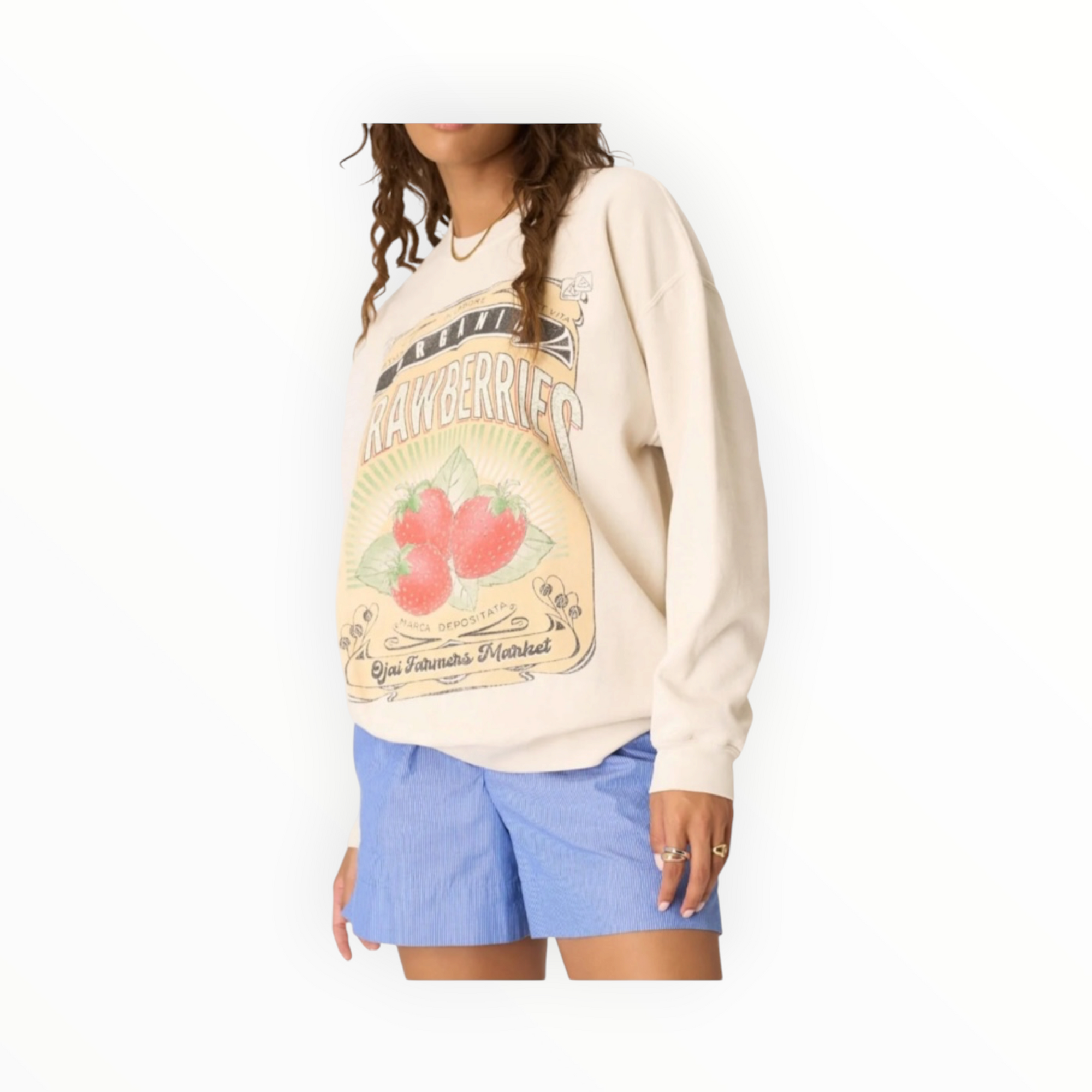 Project Social T Strawberries Oversized Sweatshirt - Brushed Bone