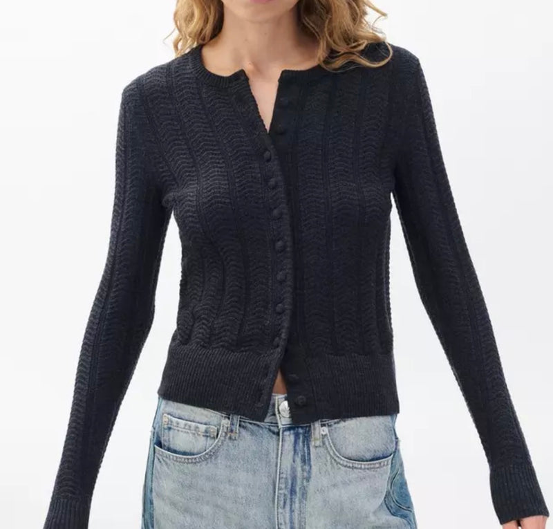 rag & bone Francesca Wool-Blend Cardigan - Charcoal