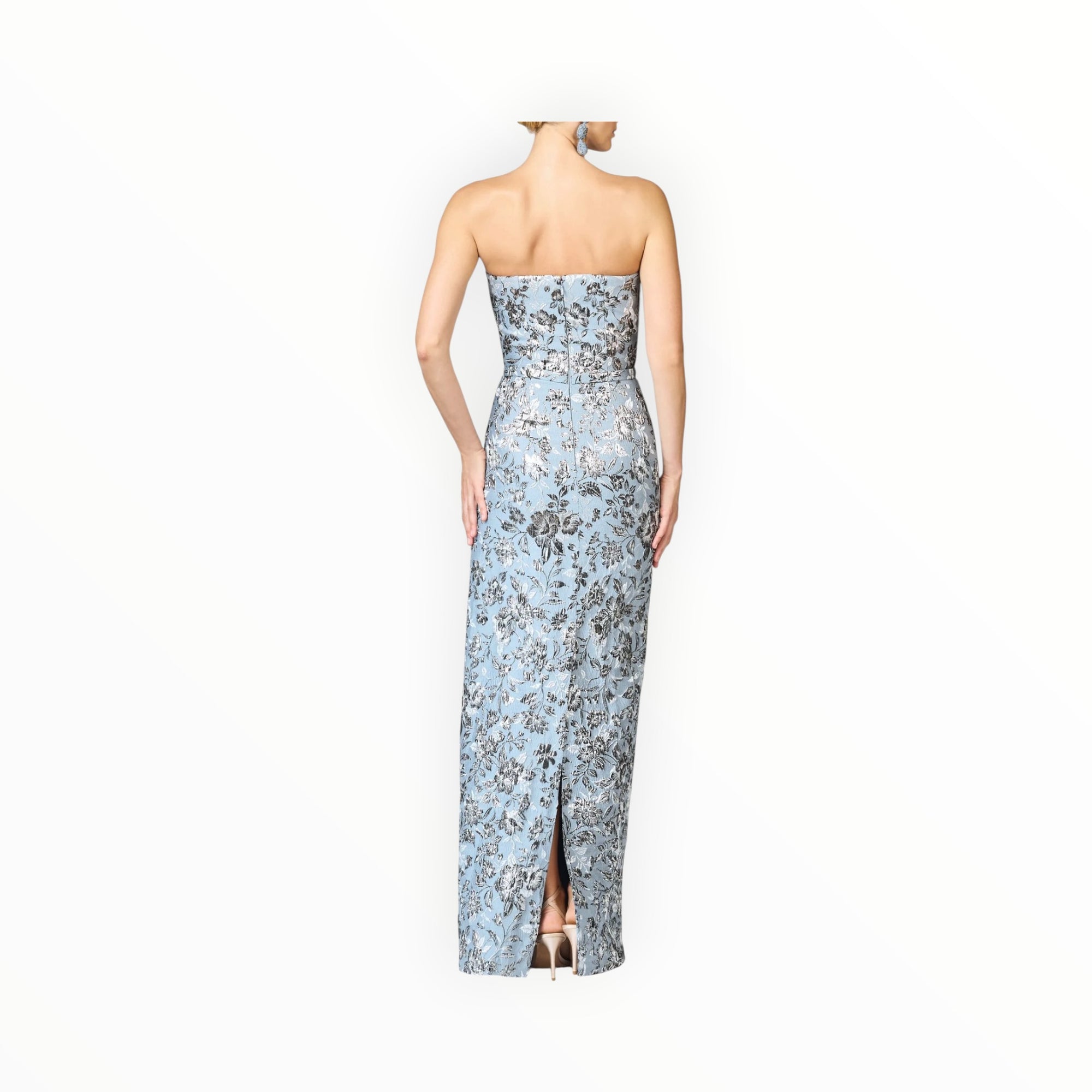 Sachin & Babi Metallic Cloque Sophia Gown - Pewter Gardens