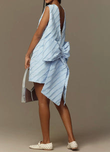 Stella Nova Sleeveless Bow-Back Mini Dress - Blue