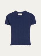 Sea New York Abbie Short Sleeve Knit Sweater - Navy