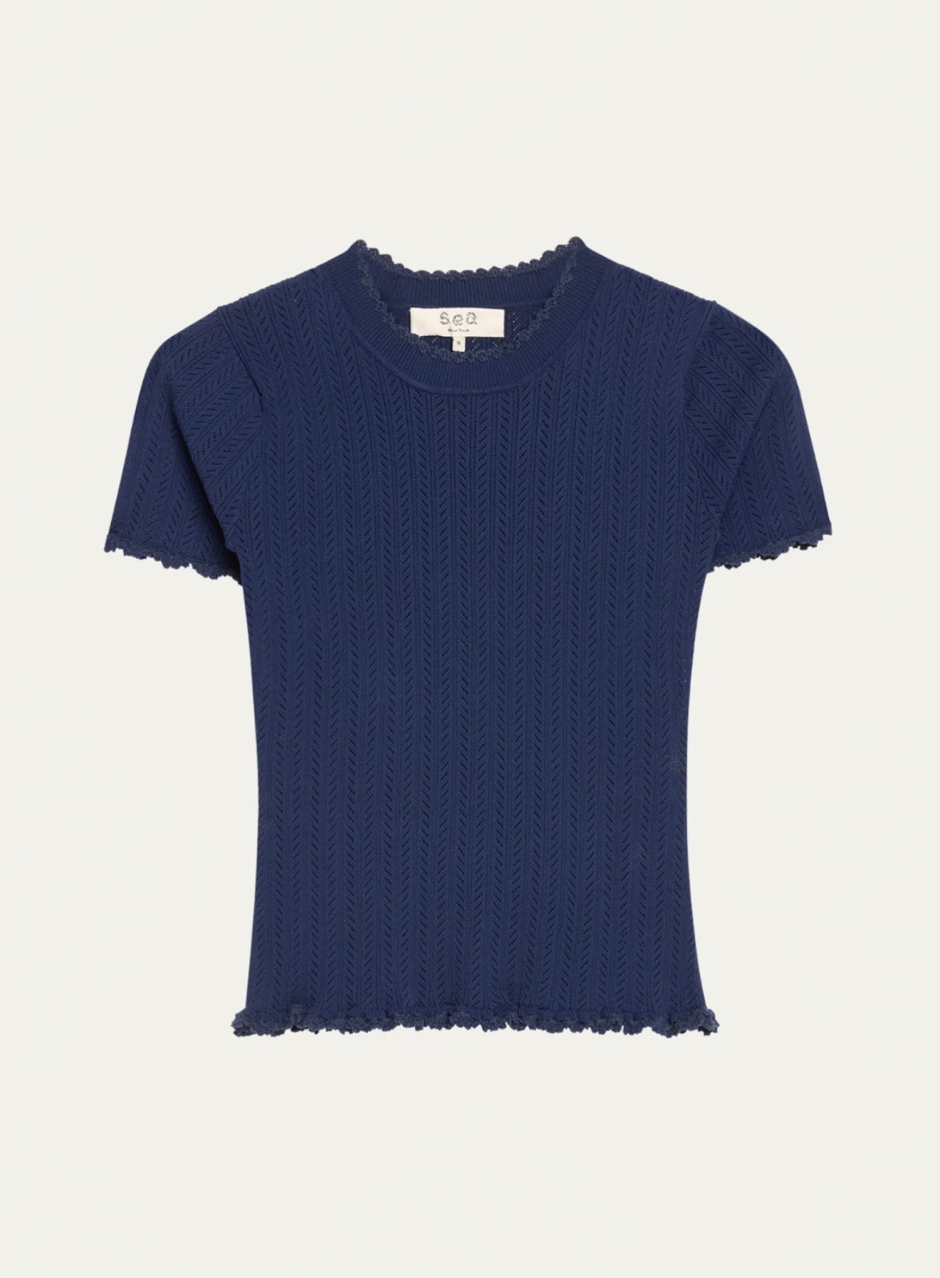 Sea New York Abbie Short Sleeve Knit Sweater - Navy