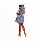 Sail to Sable Gingham Puff Sleeve Shirt Dress - Navy/Winter White