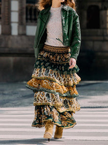 FARM Rio Ayla Mixed Scarves Layered Maxi Skirt