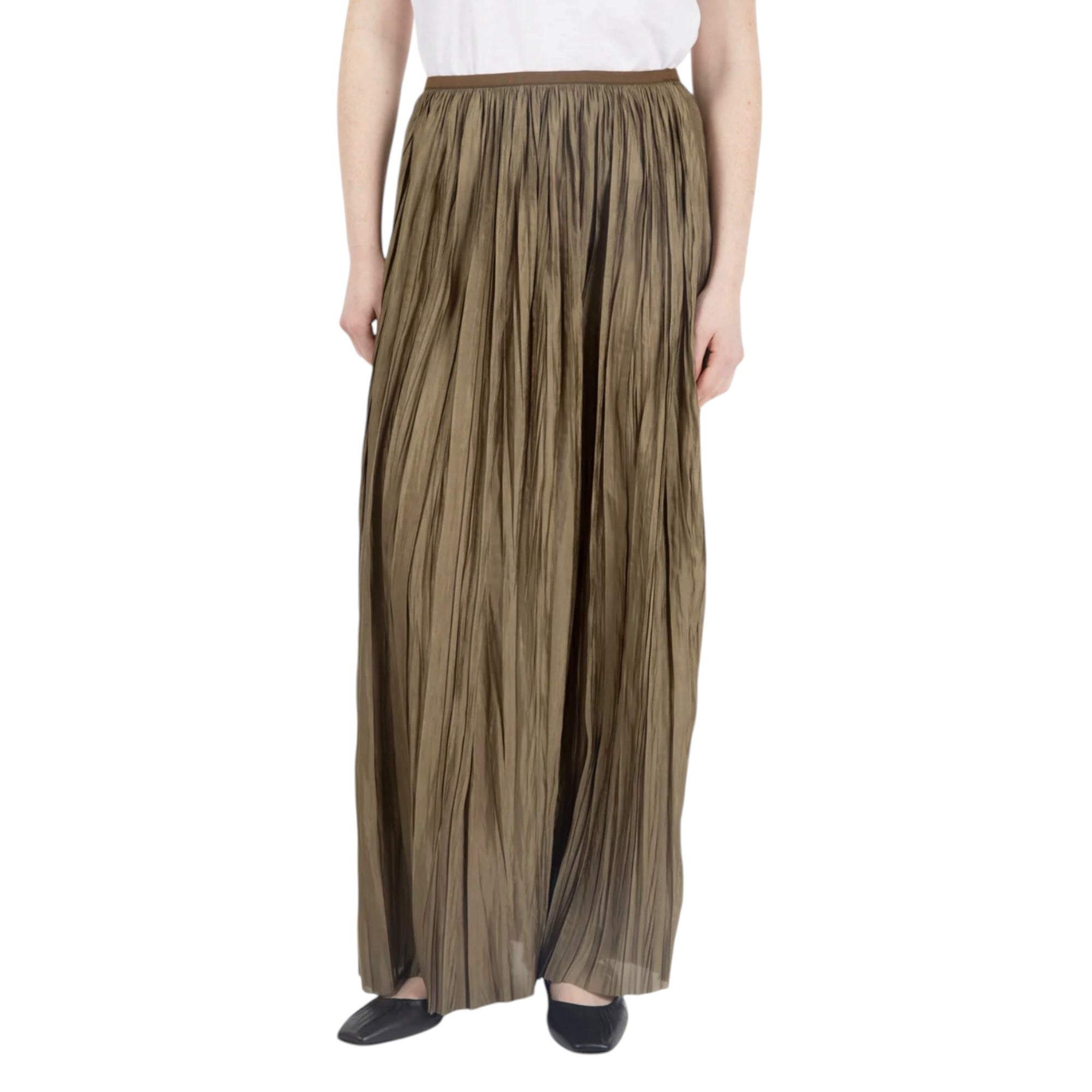 Roberto Collina Gonna Plisse Maxi Skirt - Militaire