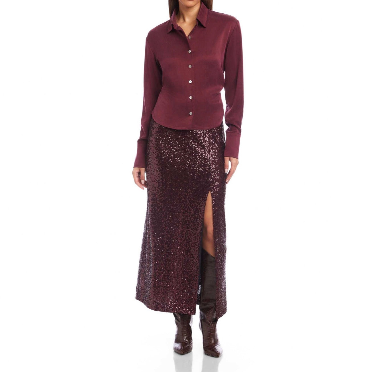 Fifteen Twenty Tawnie Side-Pleat Shirt - Wine