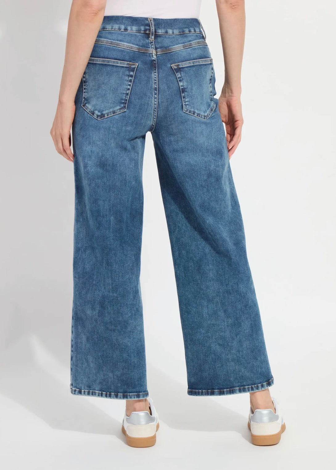 Lyssé Sylvia Wide Leg Premium Denim - Hi-Low Mid Wash (28" Inseam)