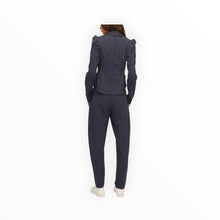 Marissa Webb Noel Double Breasted Blazer - Navy Beige Pinstripe