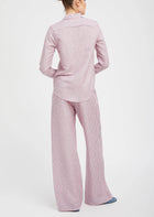 SPRWMN Pink Indigo Striped Linen Easy Pants