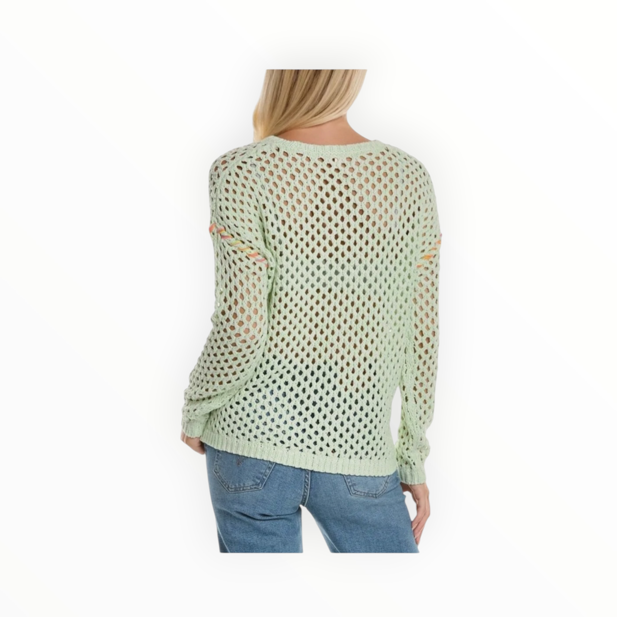 Lisa Todd Twister Open Stitch Crewneck Sweater - Sour Apple