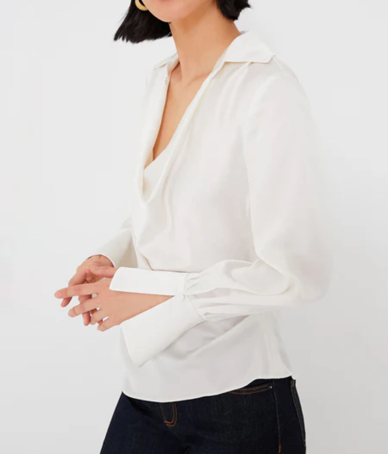 SIMKHAI Symone Cowl Neck Top - Ivory