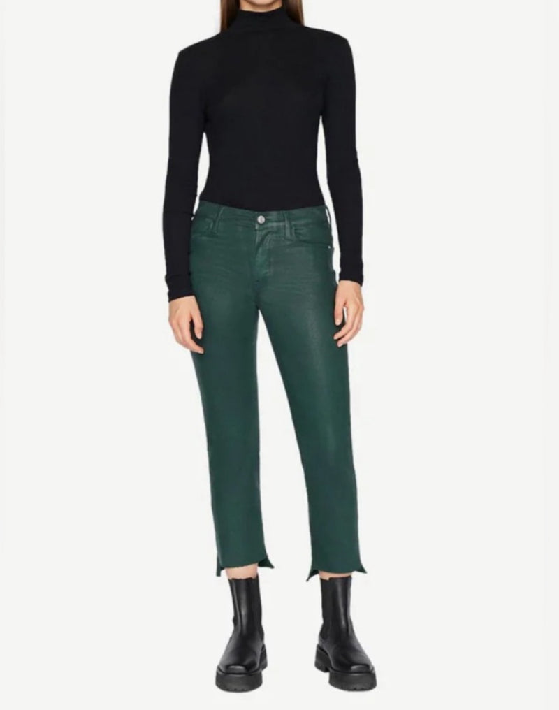 Frame Le High Straight Raw Stagger Coated Jean - Pine