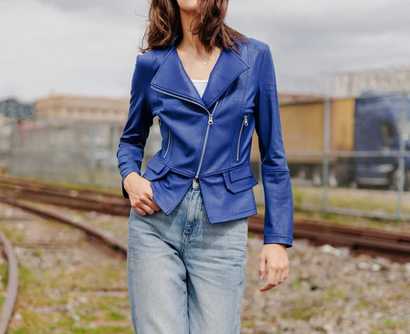 Clara Sunwoo Liquid Leather™ Biker Jacket - Cobalt