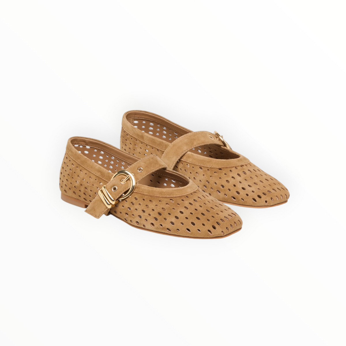 Dolce Vita Mikel Ballet Flats - Light Brown Perforated Suede