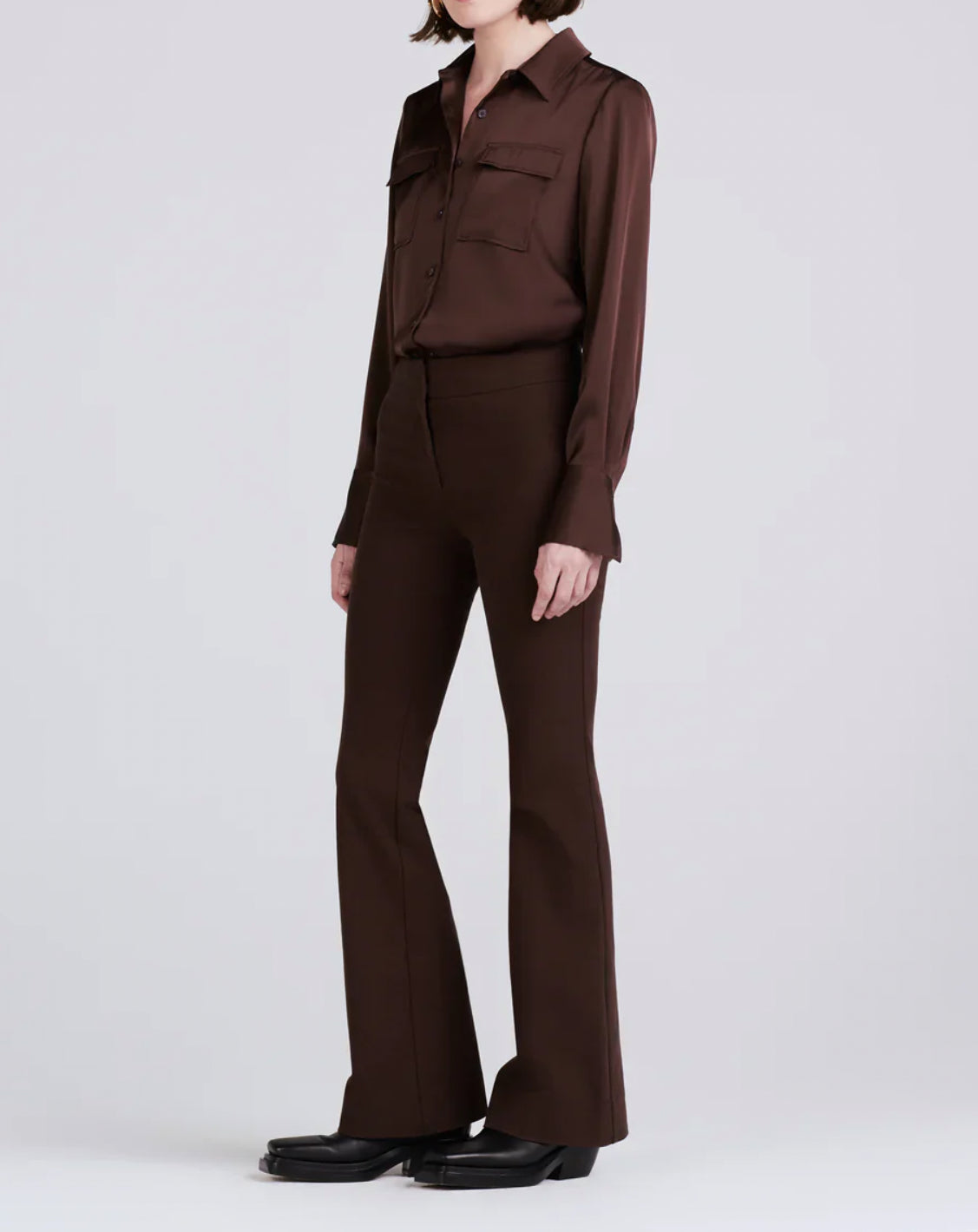 Derek Lam 10 Crosby Flare Trouser - Chocolate