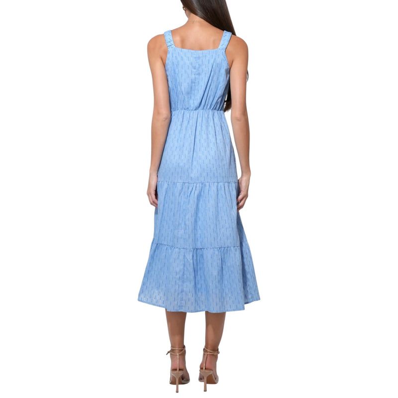 Adelyn Rae Rosali Textured Cotton Midi Dress - Sky Blue