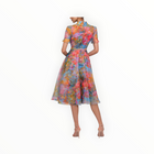 THEIA Marcel Organza Shirt Dress - Whisper Blue Zen in Bloom