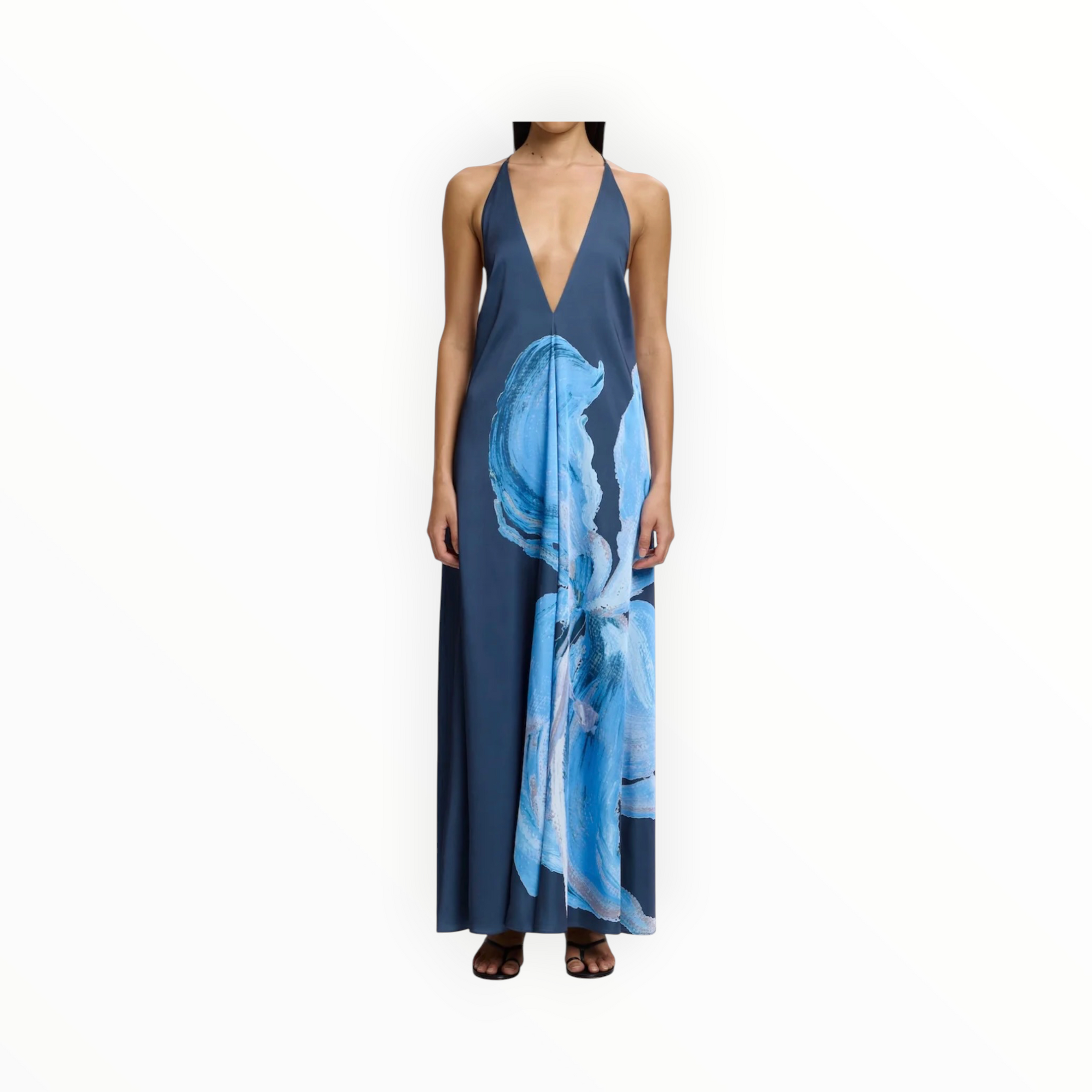 Significant Other Casea Halter Maxi Dress - Petrol Blue Bloom