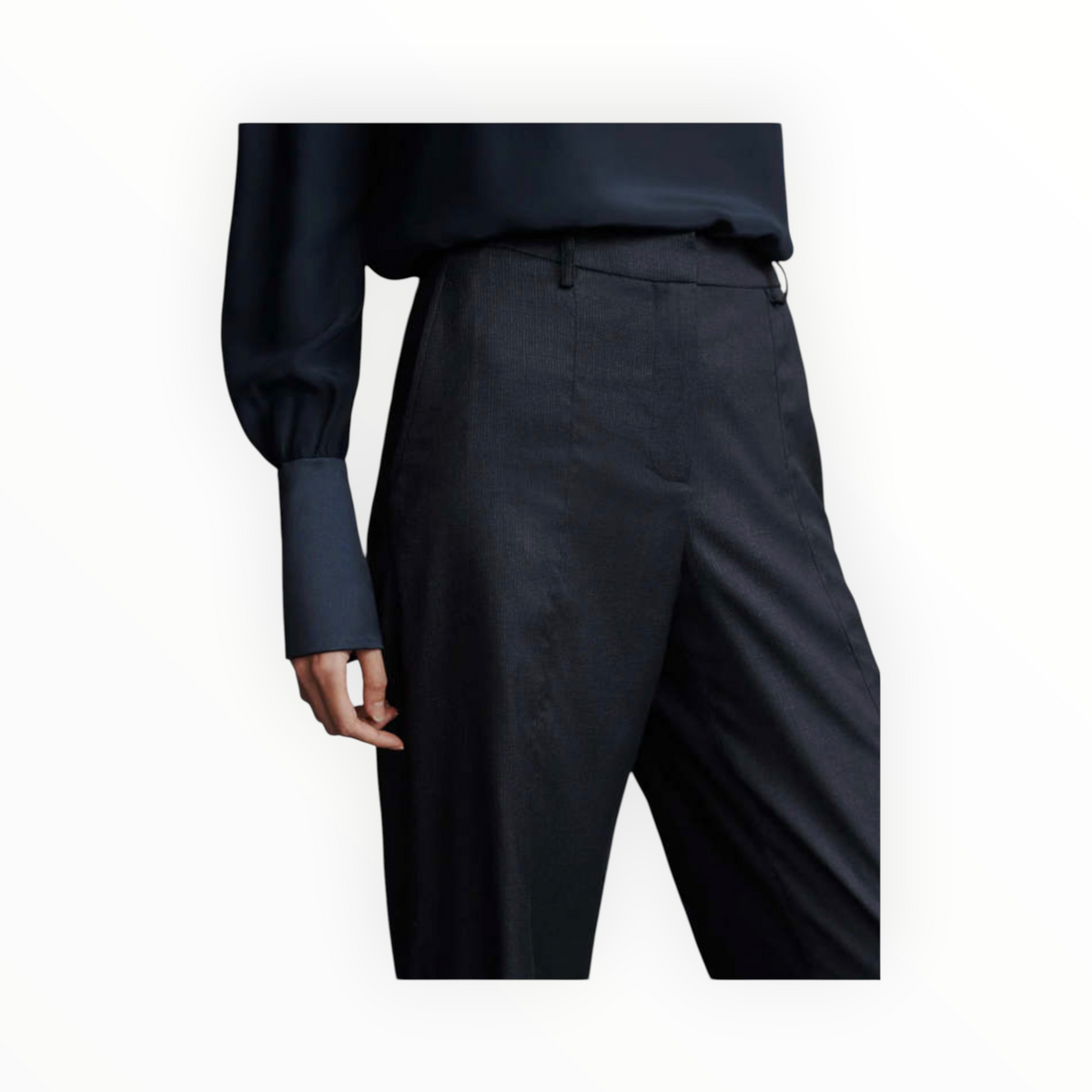 TWP Elizabeth St. Chintzed Pinstripe Suiting Pant - Indigo/Charcoal