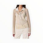 rag & bone Liv Mesh LS Polo - Turtle Dove