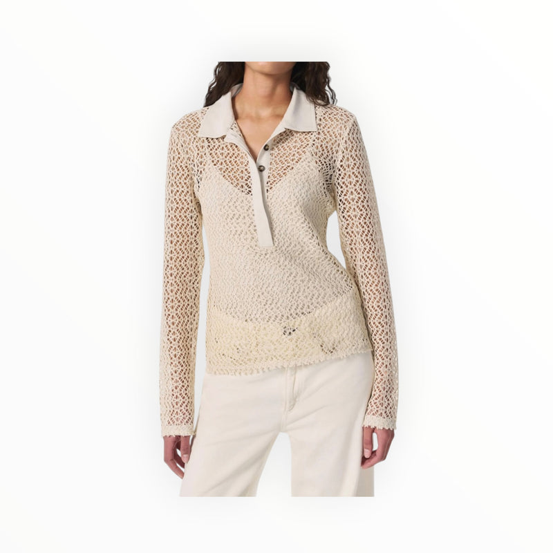 rag & bone Liv Mesh LS Polo - Turtle Dove