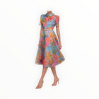 THEIA Marcel Organza Shirt Dress - Whisper Blue Zen in Bloom