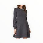 Shoshanna Charity Faux Pearl-Trim Dress - Heather Grey