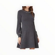 Shoshanna Charity Faux Pearl-Trim Dress - Heather Grey