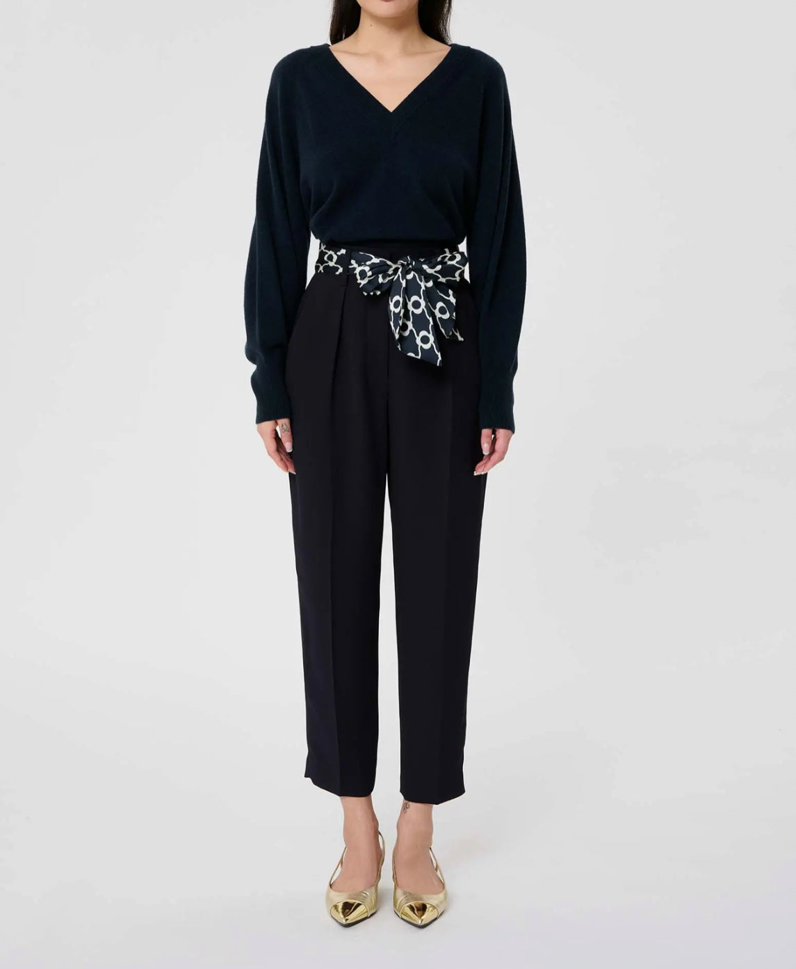Tara Jarmon Paga Belted Pants - Midnight Blue
