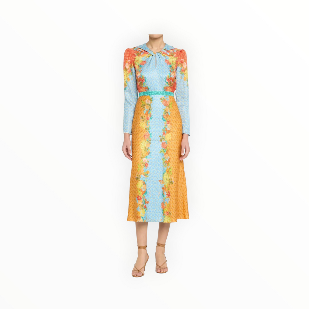 Saloni Claudia Midi Dress - Florentina Cloud