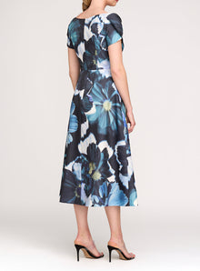 Kay Unger Emma Tea Length Dress - Flint/Light Teal
