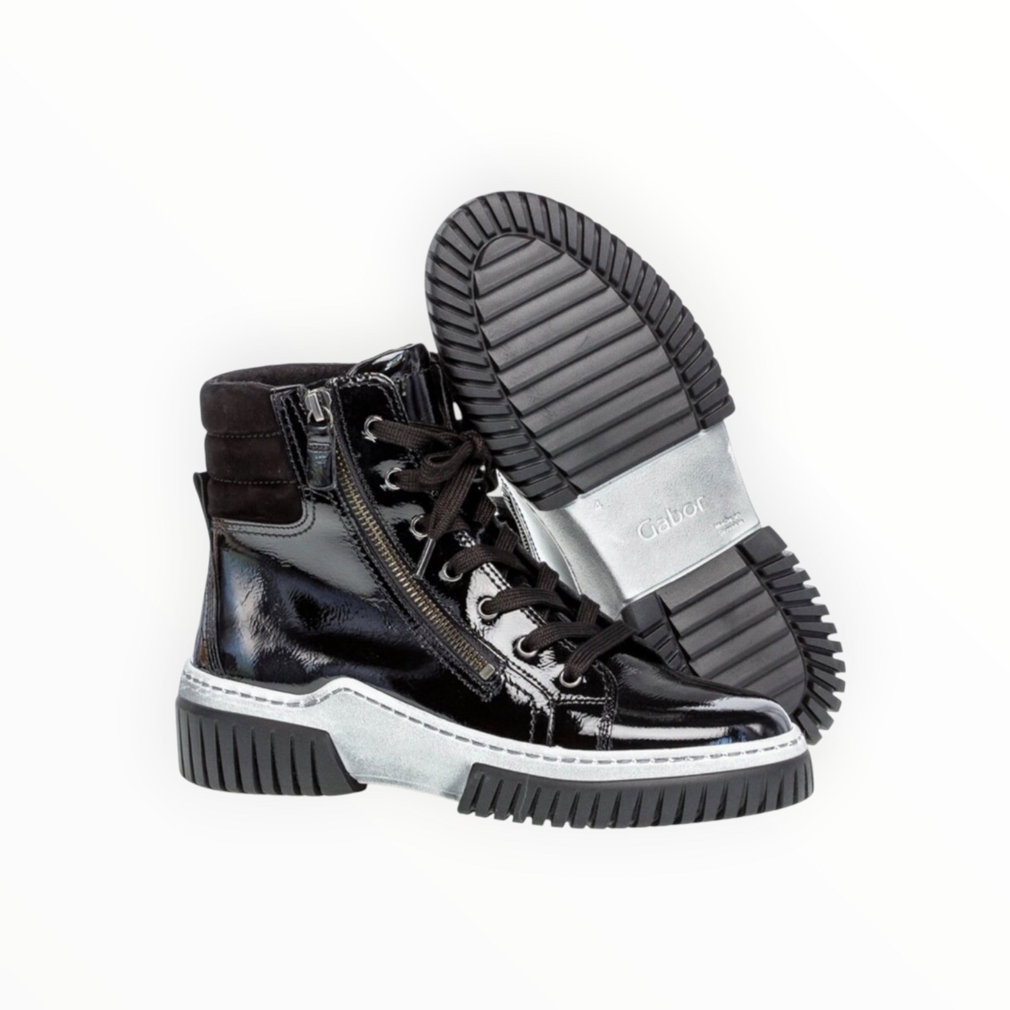 Gabor 93761-97 High Top Sneaker - Black Patent