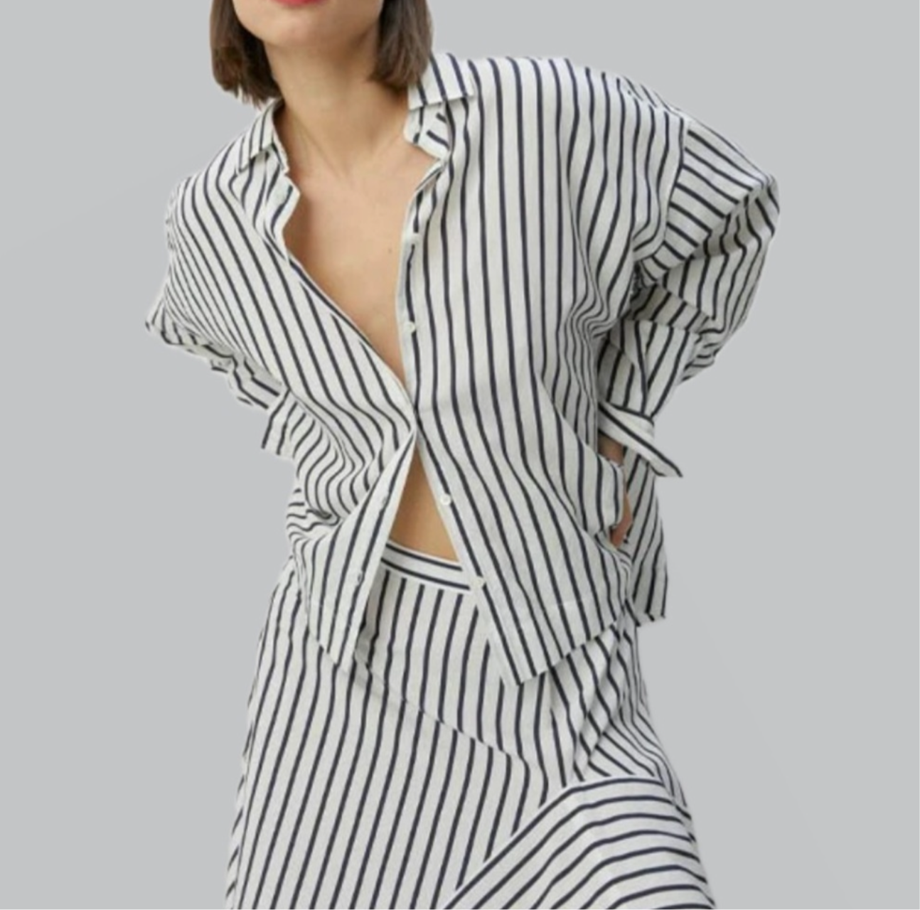 Closed Asymmetrical Striped Skirt