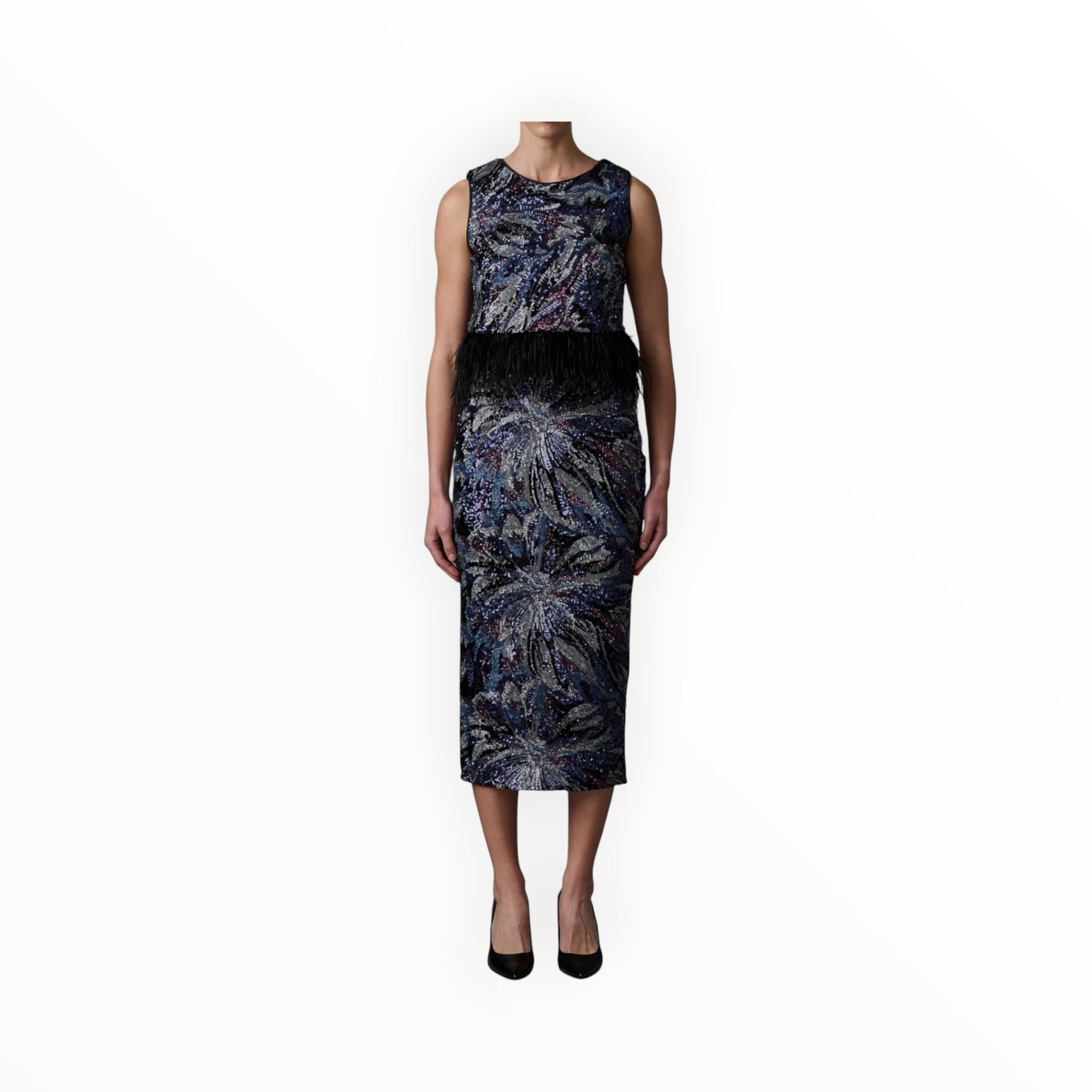 Le Superbe Midnight Abstract Floral Skirt