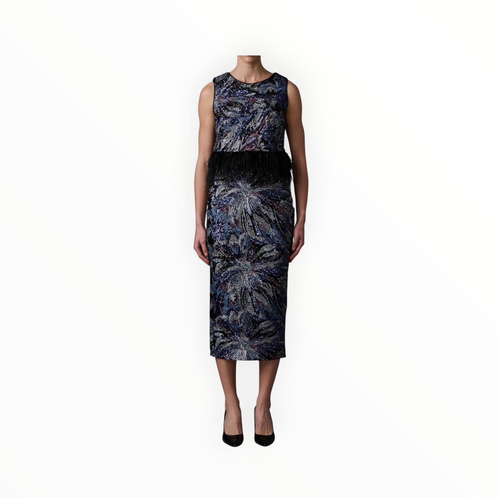 Le Superbe Midnight Abstract Floral Skirt
