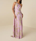 Hemant & Nandita  Jiah One Shoulder Long Dress - Lilac