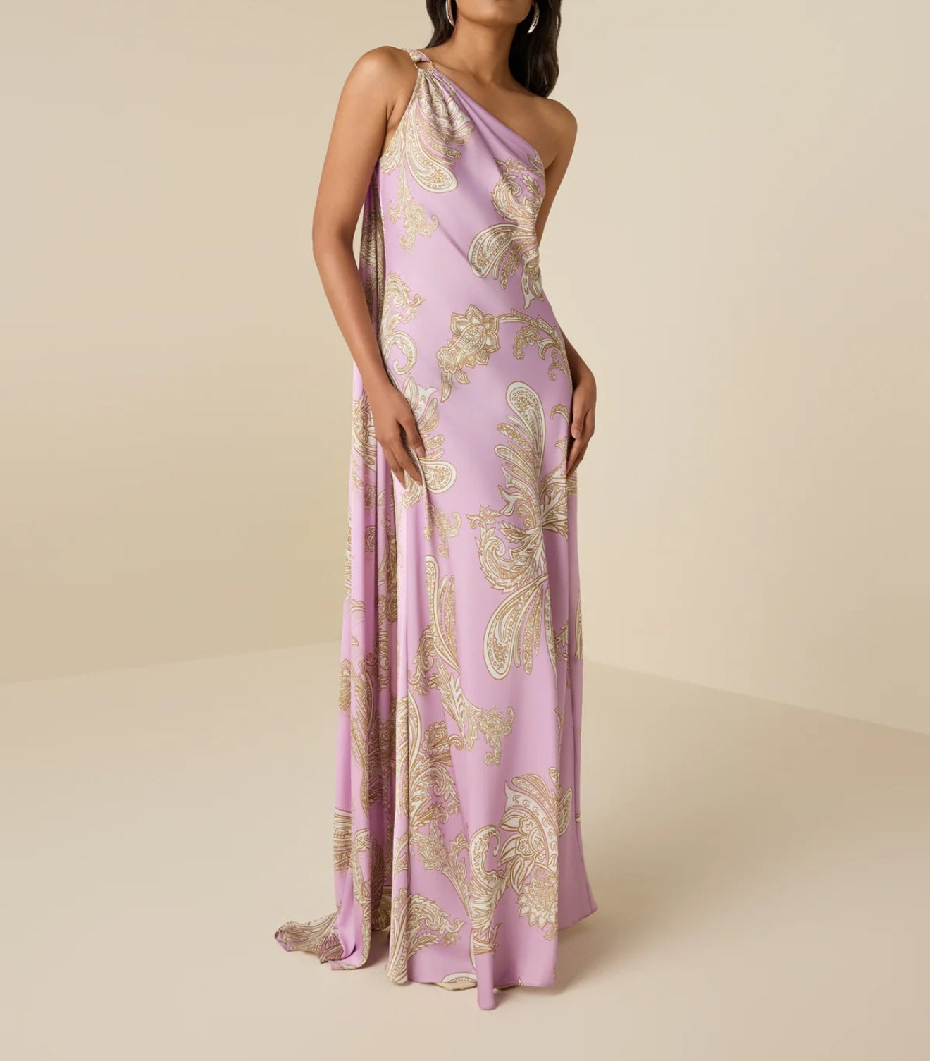 Hemant & Nandita  Jiah One Shoulder Long Dress - Lilac