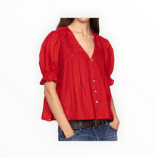 Sea New York Imogen Solid Short Sleeve Top - Red