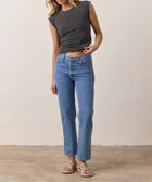 NSF Chloe Fitted Slub Jersey Muscle Tee - Faded Black