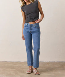 NSF Chloe Fitted Slub Jersey Muscle Tee - Faded Black