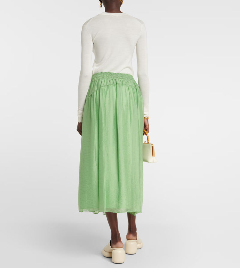 Vince Smocked Waist Pull On Skirt - Sprout Green