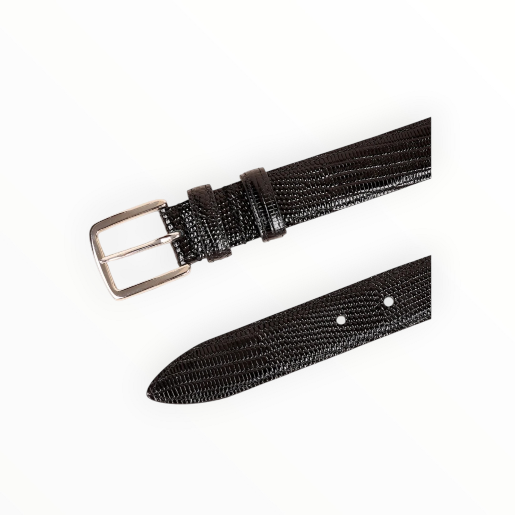 Barbara Bui Lizard Embossed Medium Belt - Black