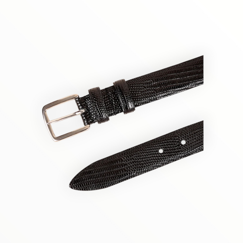 Barbara Bui Lizard Embossed Medium Belt - Black