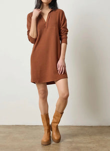 LILLA|P Split Neck Collared Dress - Praline