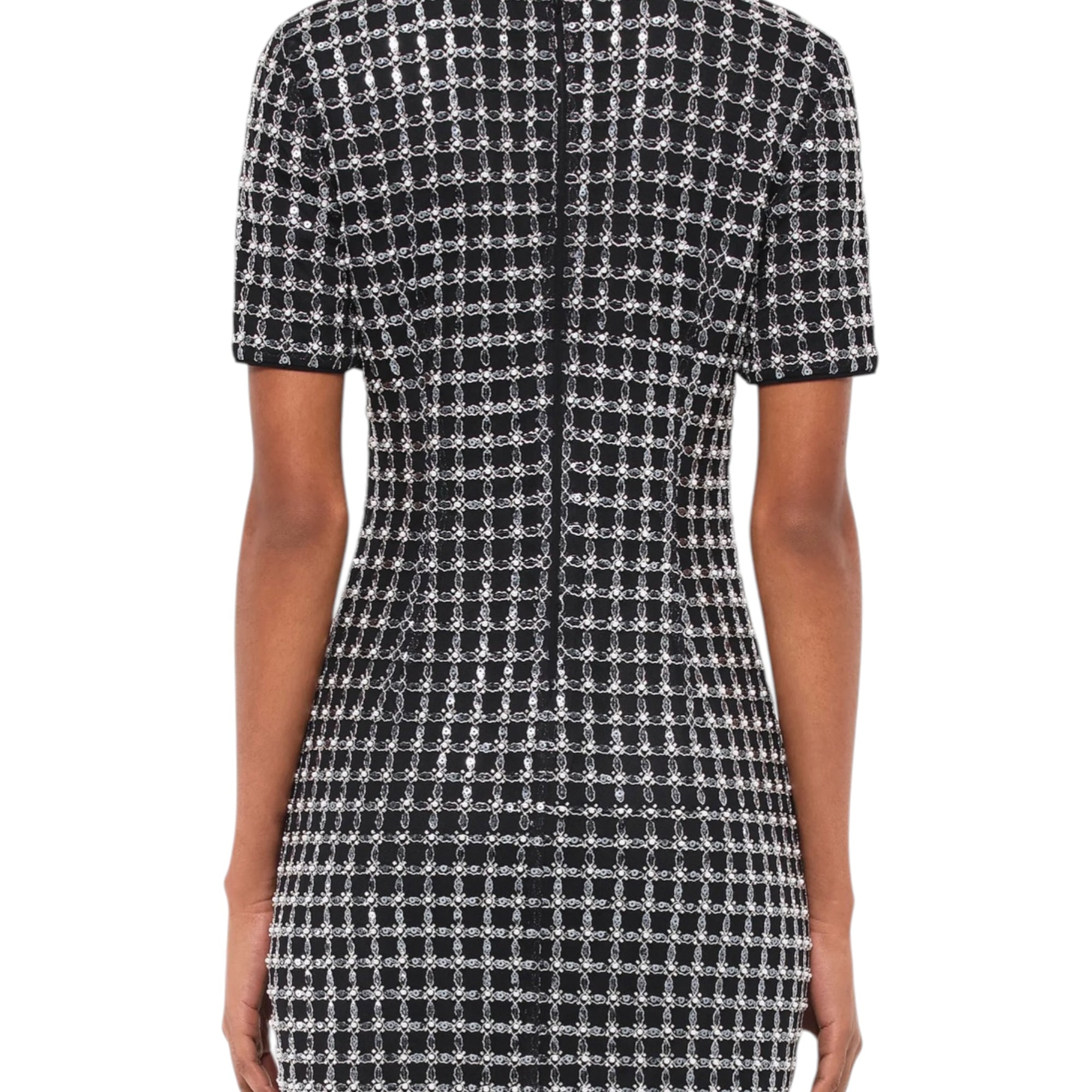 SIMKHAI Vivalie Embellished Grid Dress - Black