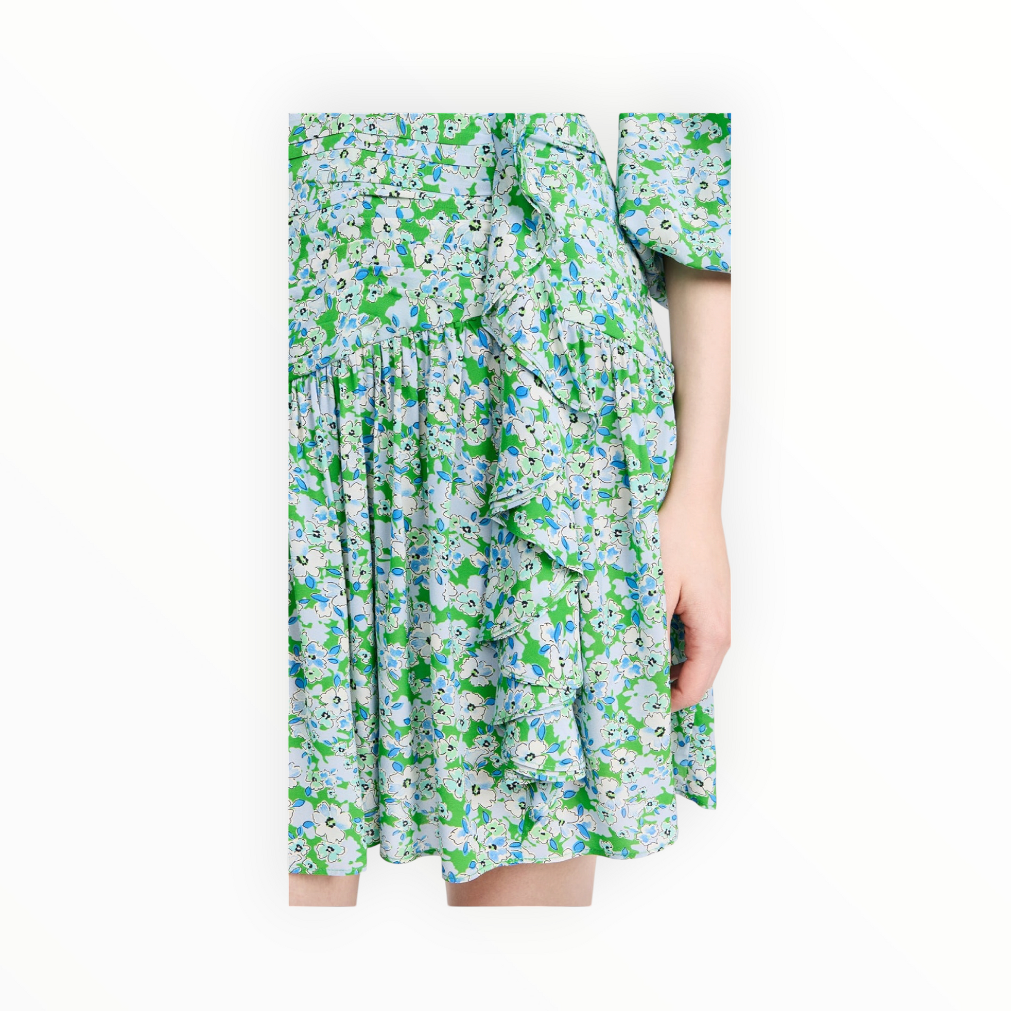 Shoshanna Nicola Floral Print Ruffle Dress - Spring Green Multi
