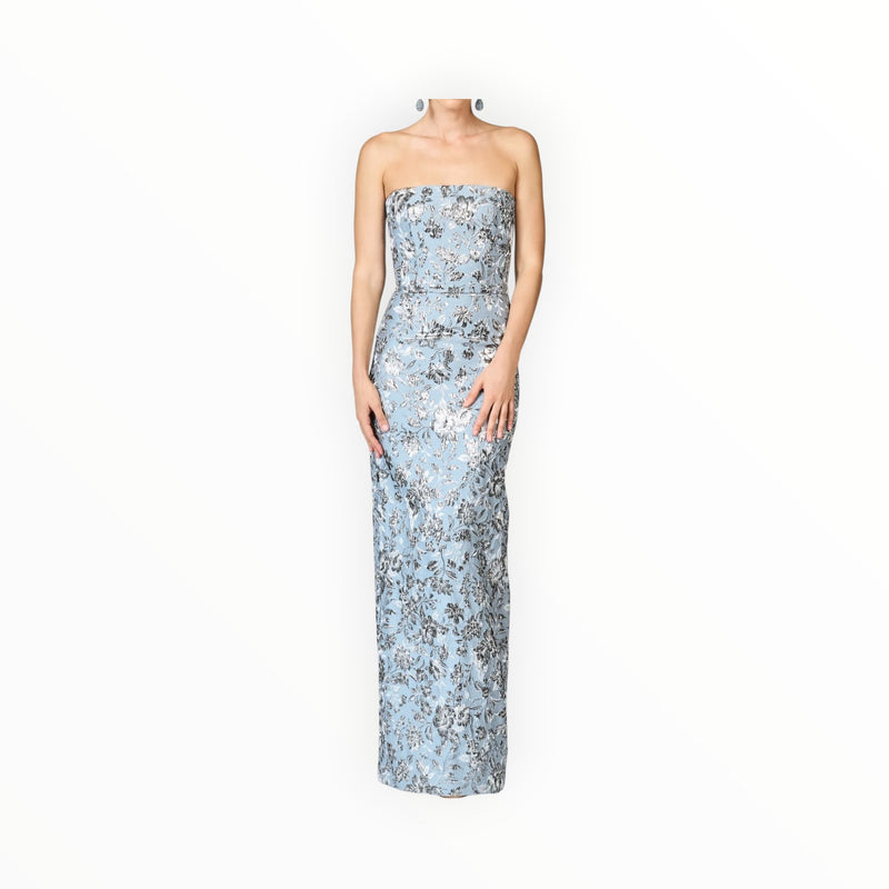 Sachin & Babi Metallic Cloque Sophia Gown - Pewter Gardens